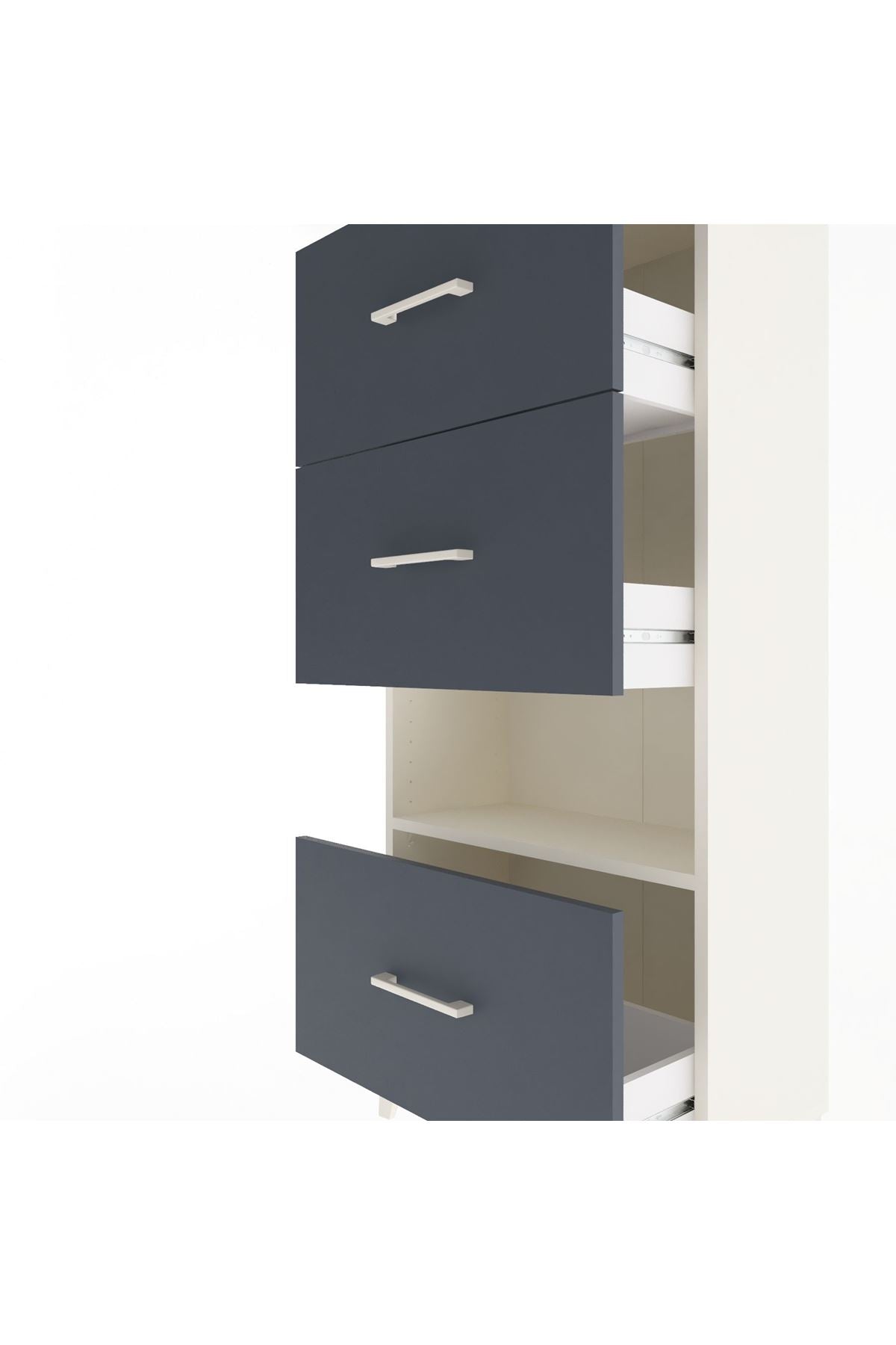 Arges Dolap Tek Raflı 3 Çekmeceli 60x30x134 Aytaşı-Antrasit