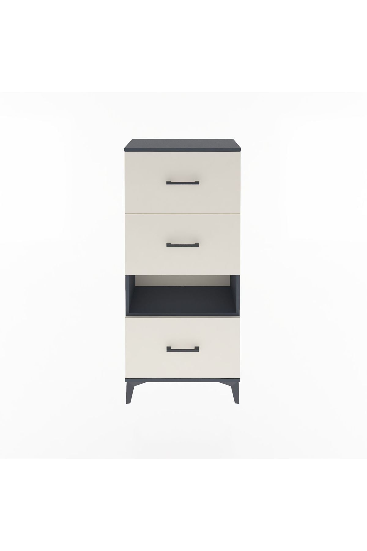 Arges Dolap Tek Raflı 3 Çekmeceli 60x30x134 Antrasit-Aytaşı