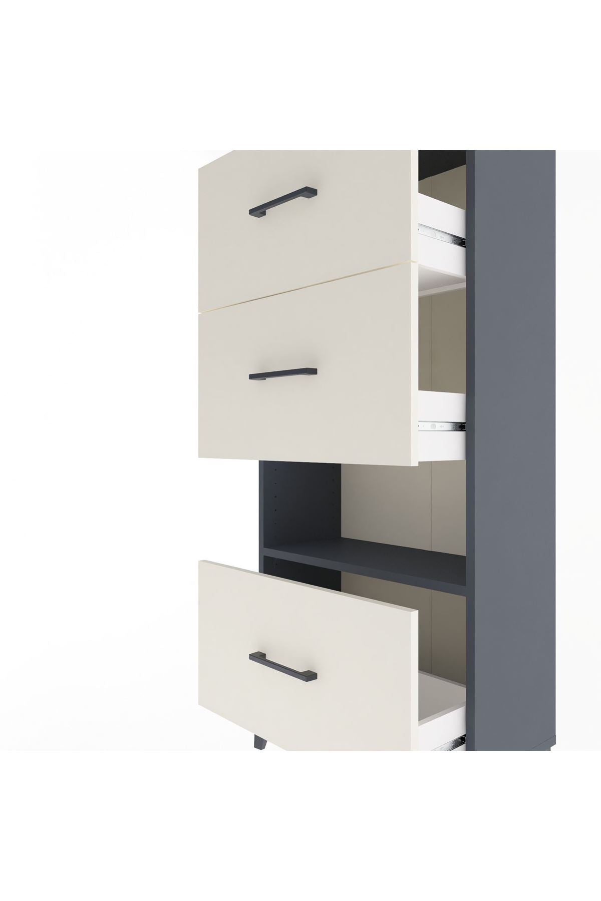 Arges Dolap Tek Raflı 3 Çekmeceli 60x30x134 Antrasit-Aytaşı