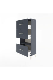Arges Dolap Tek Raflı 3 Çekmeceli 60x30x134 Antrasit-Antrasit