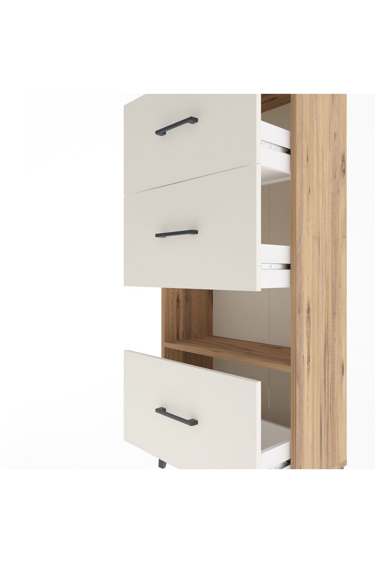 Arges Dolap Tek Raflı 3 Çekmeceli 60x30x134 Çam-Aytaşı