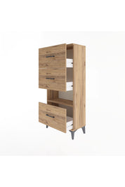 Arges Dolap Tek Raflı 3 Çekmeceli 60x30x134 Çam-Çam