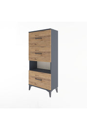 Arges Dolap Tek Raflı 3 Çekmeceli 60x30x134 Antrasit-Çam