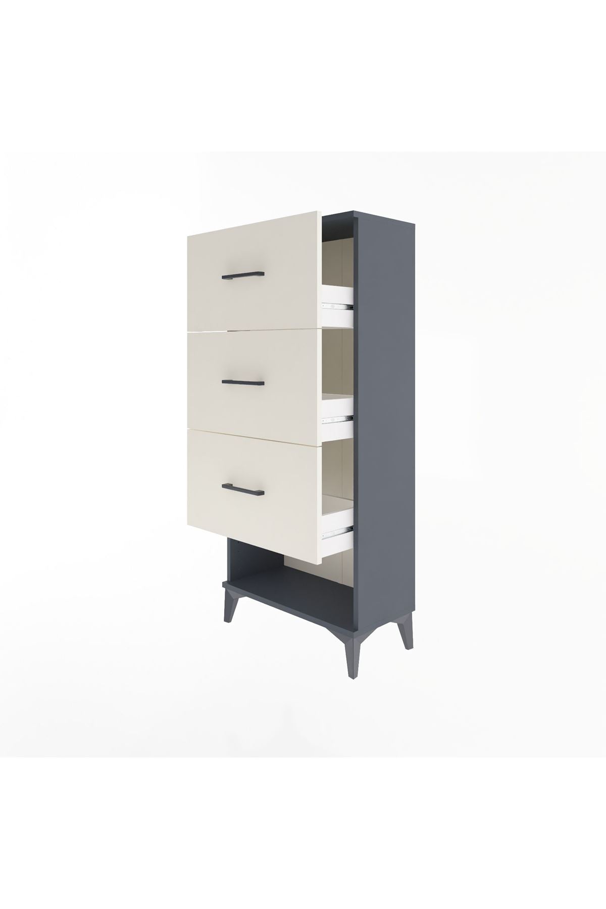 Arges Dolap 3 Çekmeceli 60x30x134 Antrasit-Aytaşı