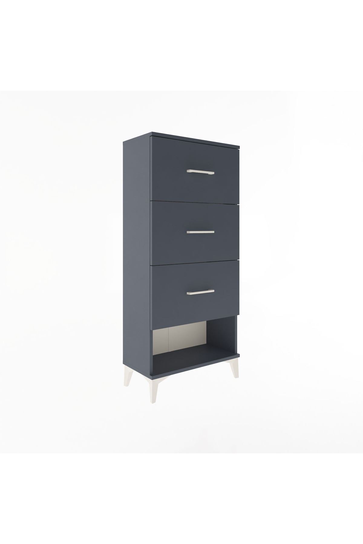 Arges Dolap 3 Çekmeceli 60x30x134 Antrasit-Antrasit