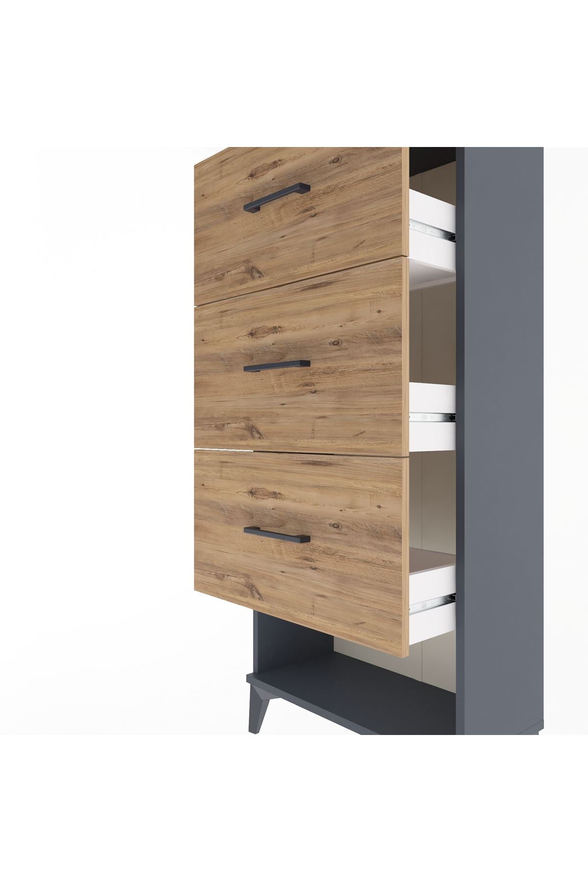 Arges Dolap 3 Çekmeceli 60x30x134 Antrasit-Çam