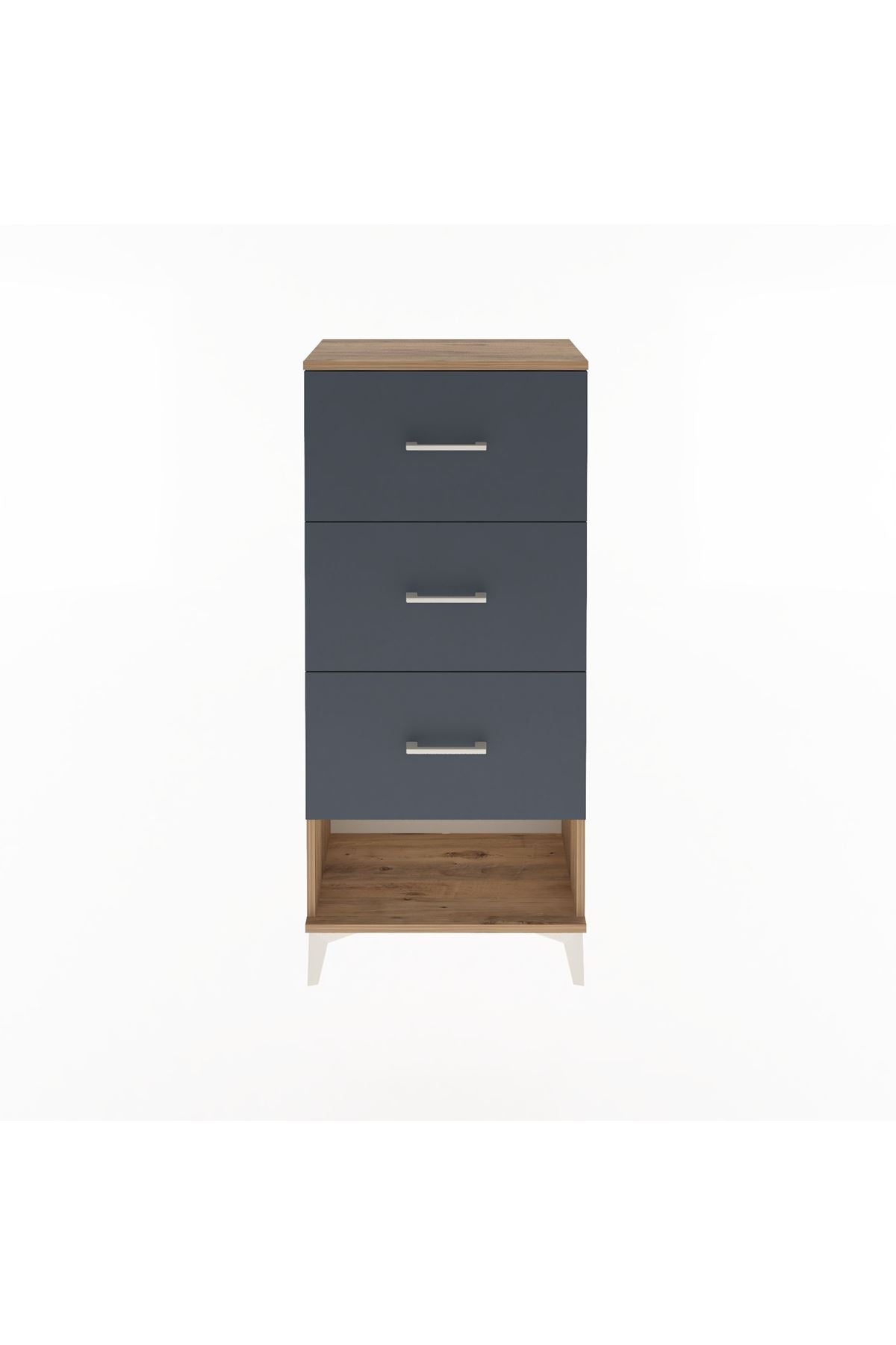 Arges Dolap 3 Çekmeceli 60x30x134 Çam-Antrasit