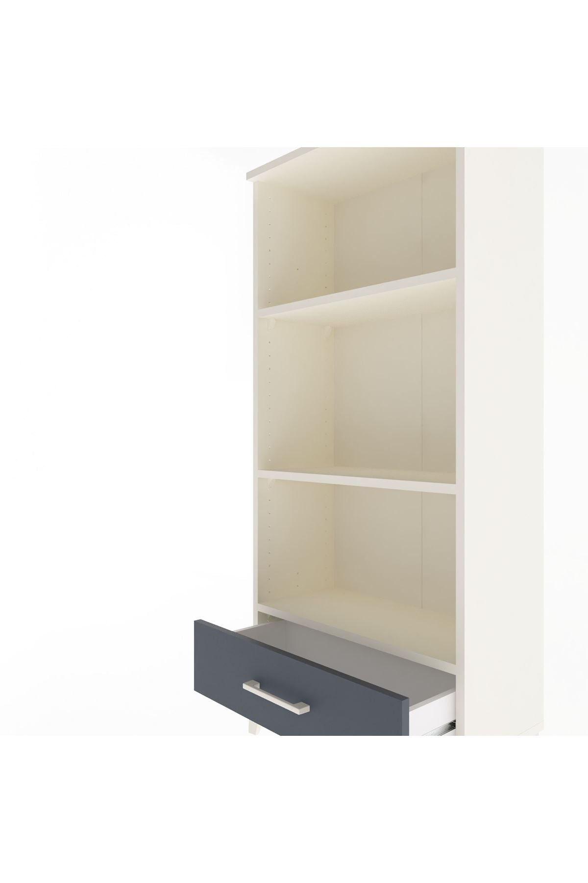 Arges Dolap 3 Raflı Tek Çekmeceli 60x30x134 Aytaşı-Antrasit