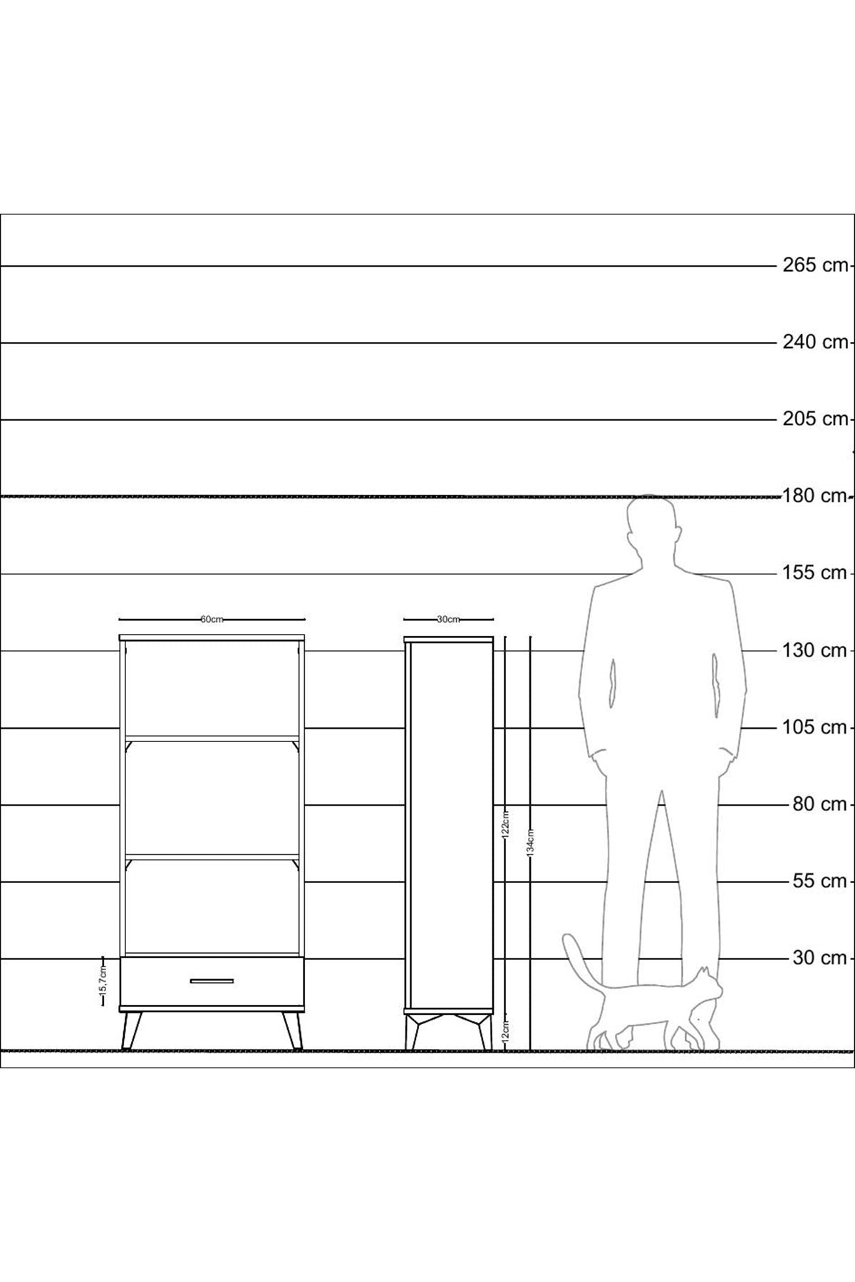Arges Dolap 3 Raflı Tek Çekmeceli 60x30x134 Aytaşı-Çam
