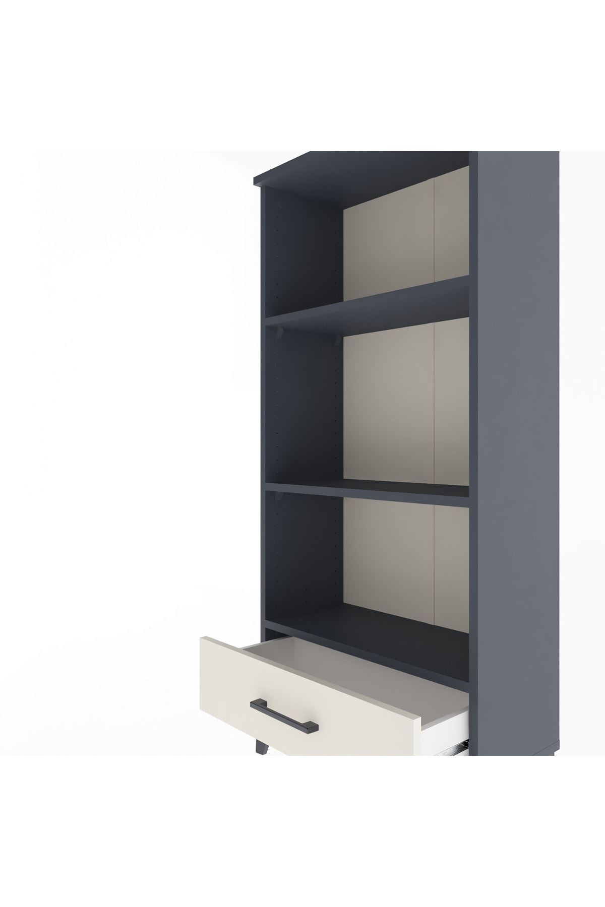 Arges Dolap 3 Raflı Tek Çekmeceli 60x30x134 Antrasit-Aytaşı