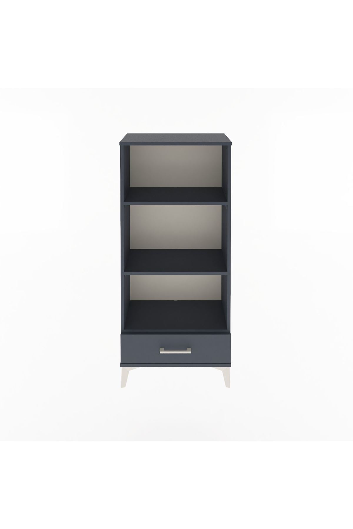 Arges Dolap 3 Raflı Tek Çekmeceli 60x30x134 Antrasit-Antrasit
