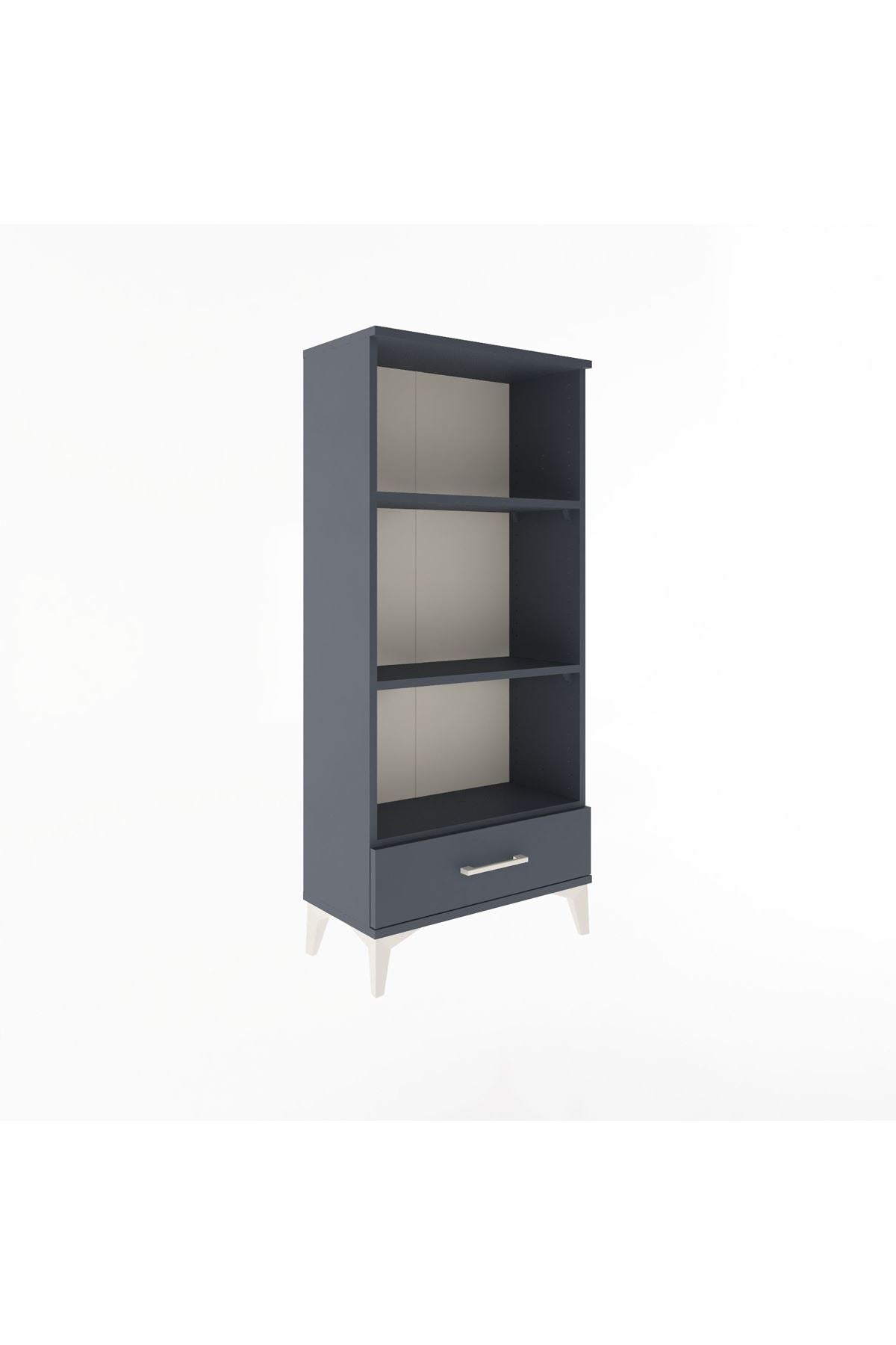 Arges Dolap 3 Raflı Tek Çekmeceli 60x30x134 Antrasit-Antrasit