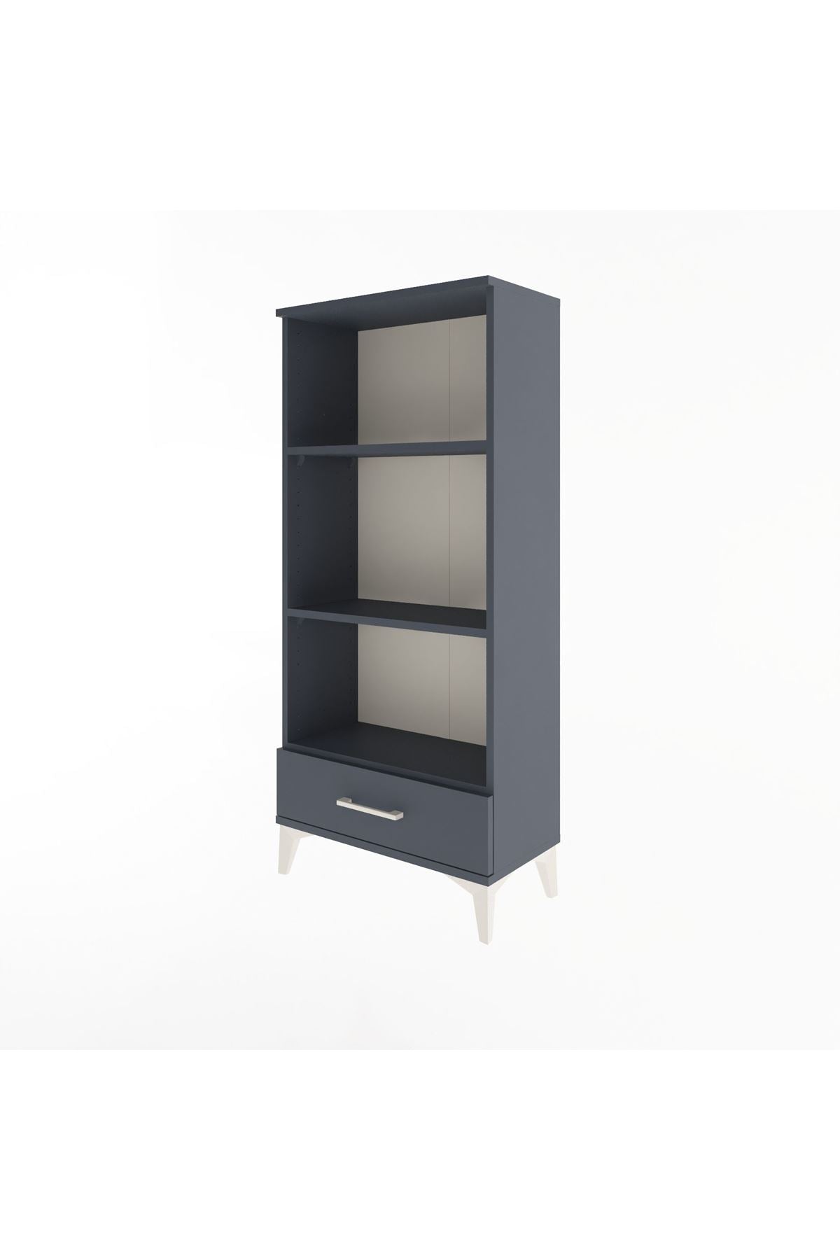 Arges Dolap 3 Raflı Tek Çekmeceli 60x30x134 Antrasit-Antrasit