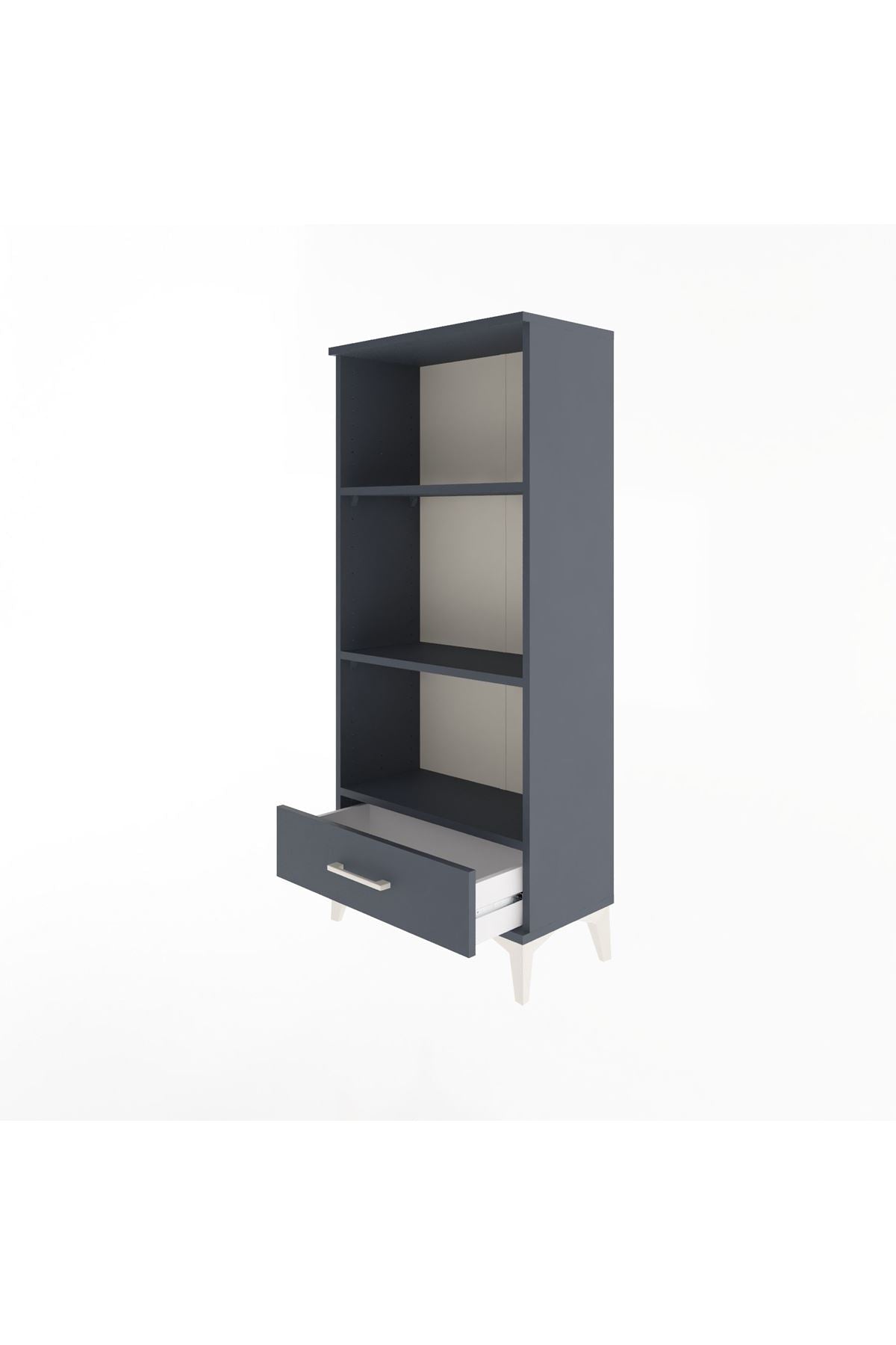 Arges Dolap 3 Raflı Tek Çekmeceli 60x30x134 Antrasit-Antrasit