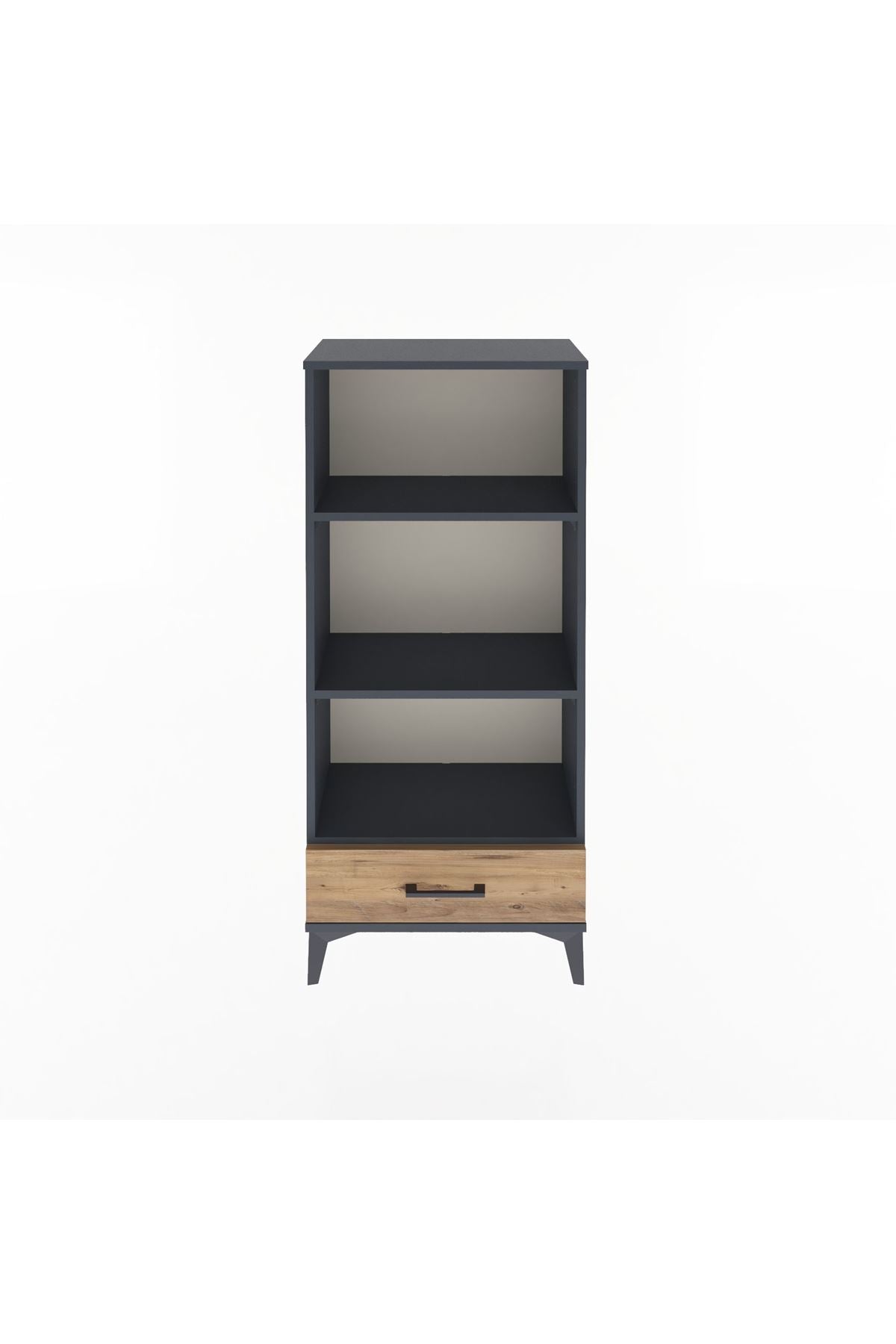 Arges Dolap 3 Raflı Tek Çekmeceli 60x30x134 Antrasit-Çam