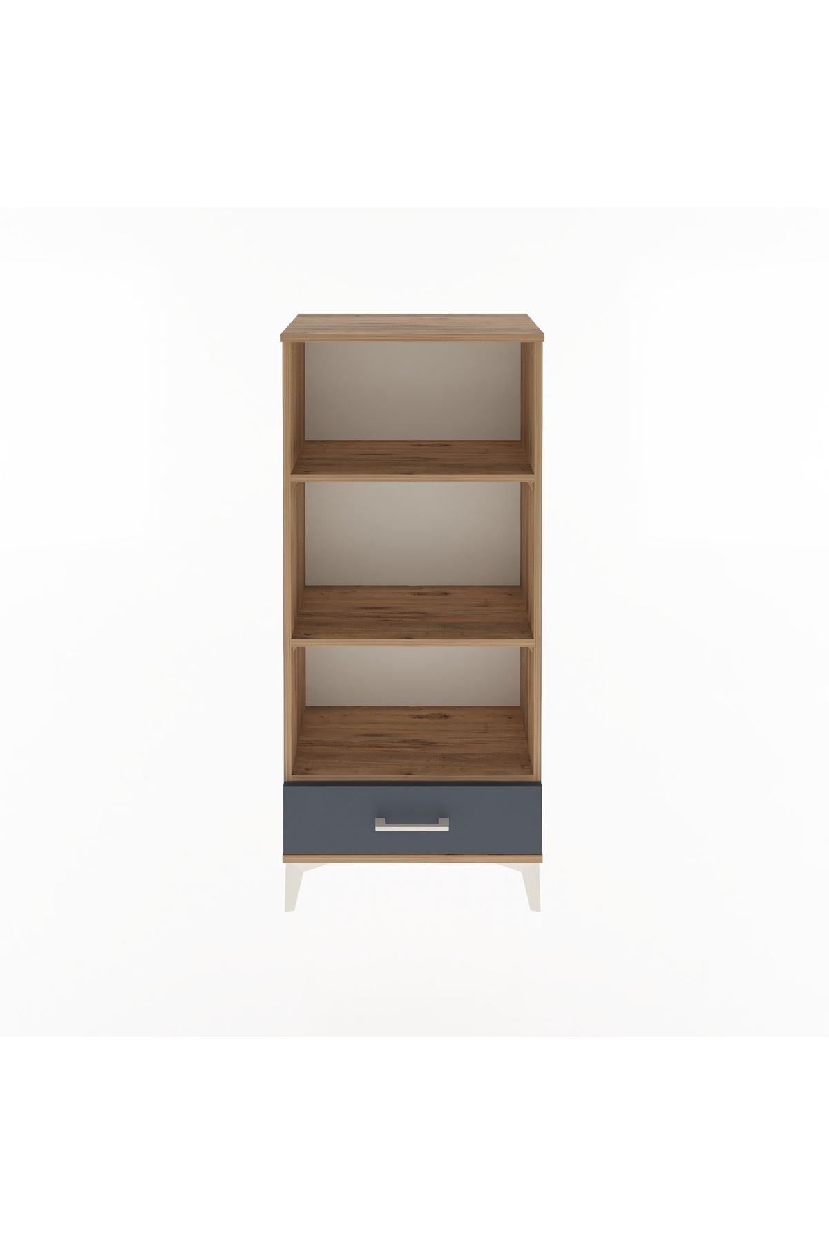 Arges Dolap 3 Raflı Tek Çekmeceli 60x30x134 Çam-Antrasit