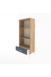 Arges Dolap 3 Raflı Tek Çekmeceli 60x30x134 Çam-Antrasit