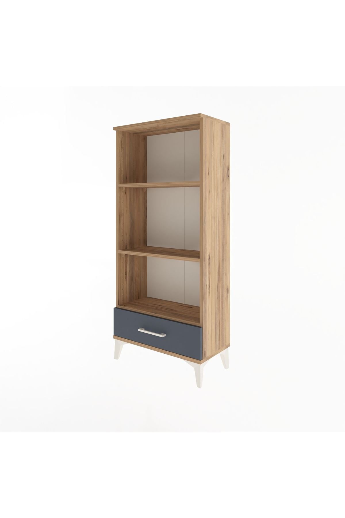 Arges Dolap 3 Raflı Tek Çekmeceli 60x30x134 Çam-Antrasit