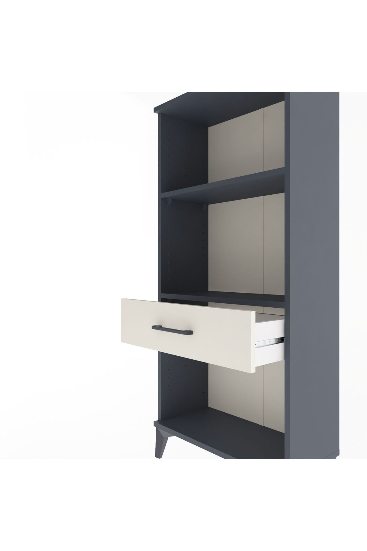 Arges Dolap 2 Raflı Tek Çekmeceli 60x30x134 Antrasit-Aytaşı