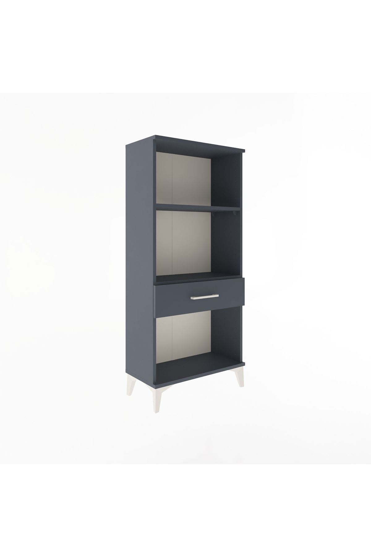 Arges Dolap 2 Raflı Tek Çekmeceli 60x30x134 Antrasit-Antrasit