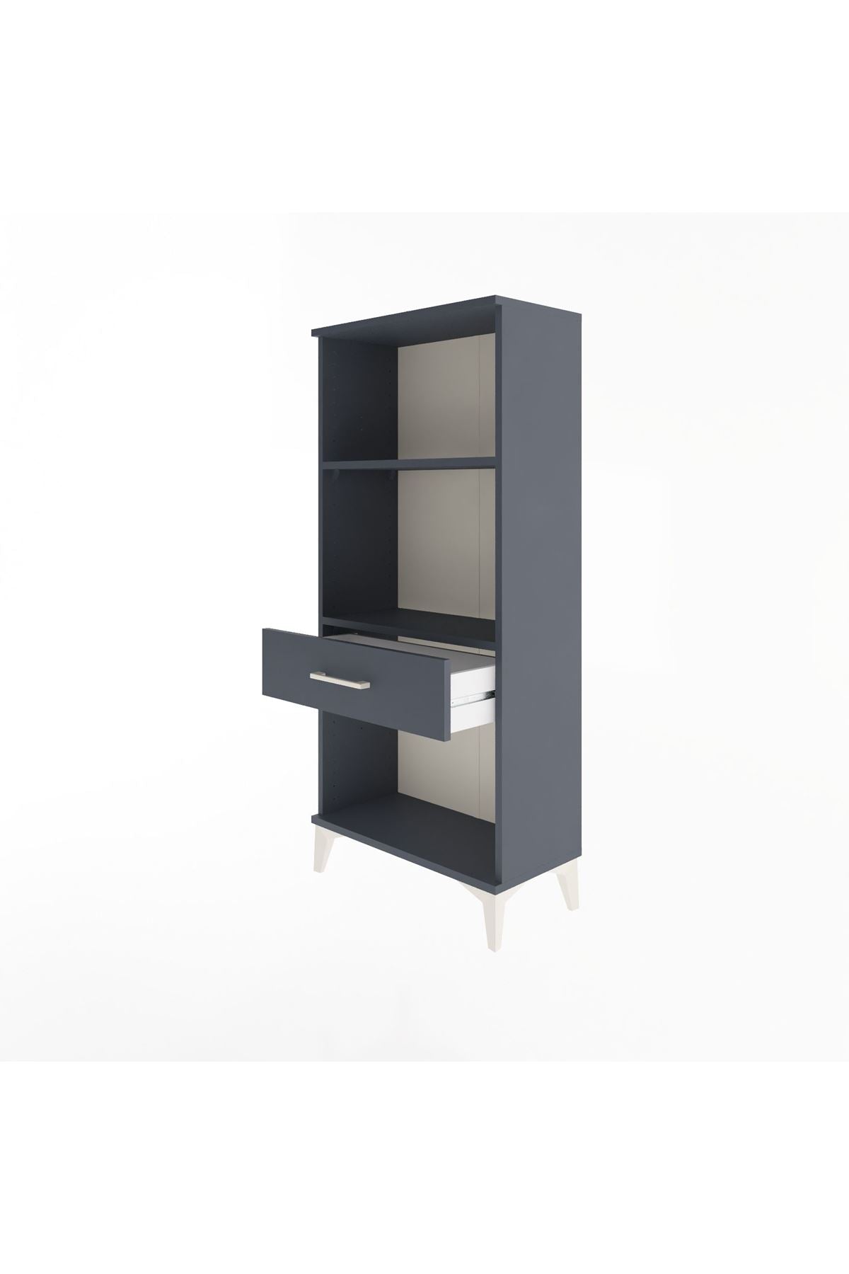 Arges Dolap 2 Raflı Tek Çekmeceli 60x30x134 Antrasit-Antrasit