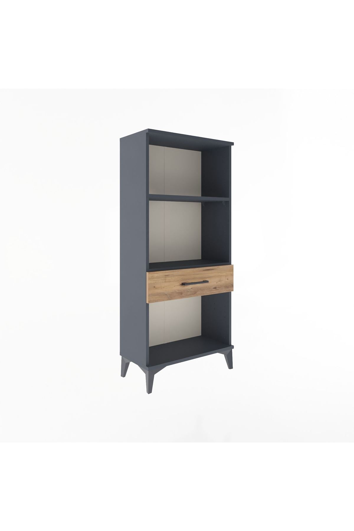 Arges Dolap 2 Raflı Tek Çekmeceli 60x30x134 Antrasit-Çam