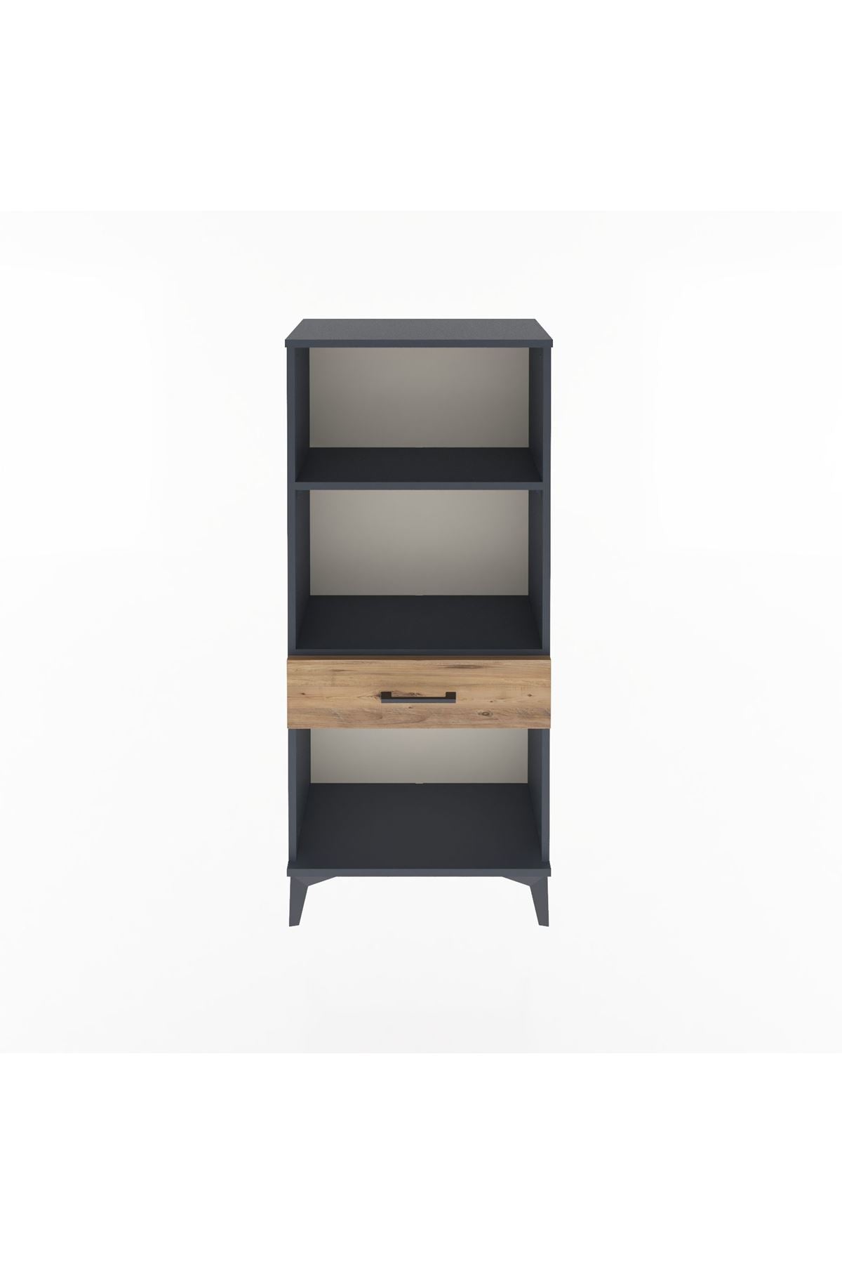 Arges Dolap 2 Raflı Tek Çekmeceli 60x30x134 Antrasit-Çam