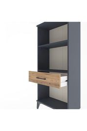 Arges Dolap 2 Raflı Tek Çekmeceli 60x30x134 Antrasit-Çam