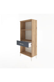 Arges Dolap 2 Raflı Tek Çekmeceli 60x30x134 Çam-Antrasit