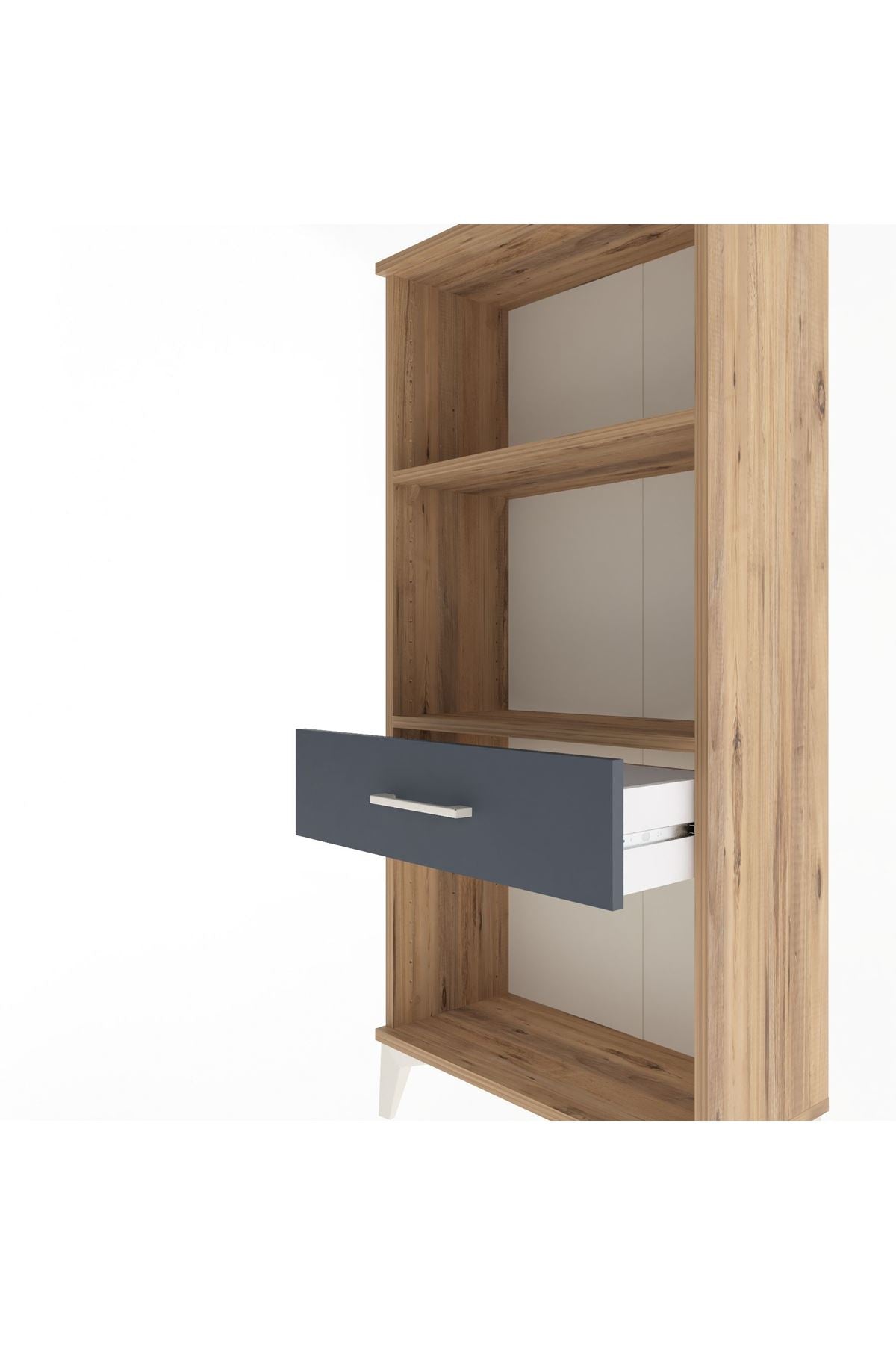 Arges Dolap 2 Raflı Tek Çekmeceli 60x30x134 Çam-Antrasit