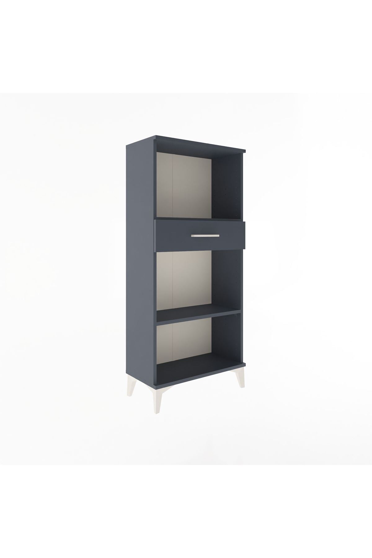 Arges Dolap 2 Raflı Tek Çekmeceli 60x30x134 Antrasit-Antrasit