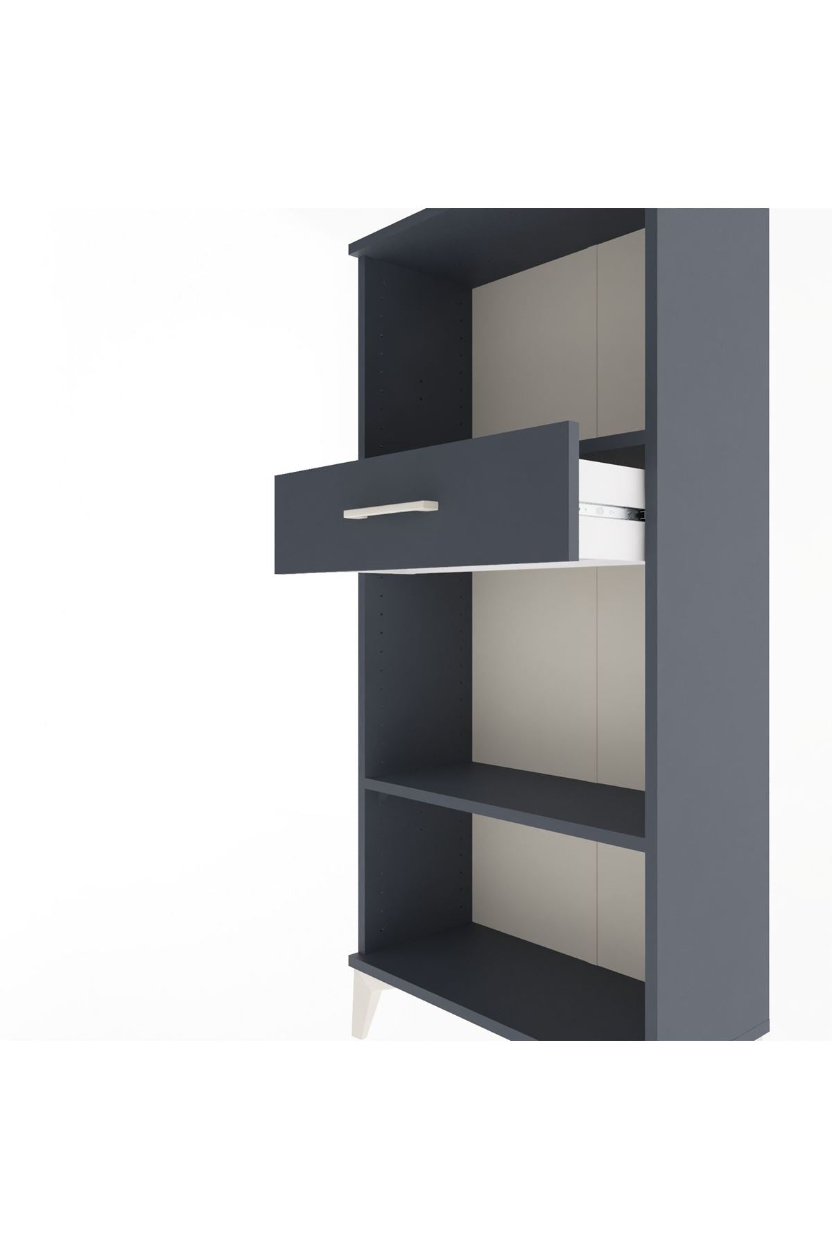 Arges Dolap 2 Raflı Tek Çekmeceli 60x30x134 Antrasit-Antrasit