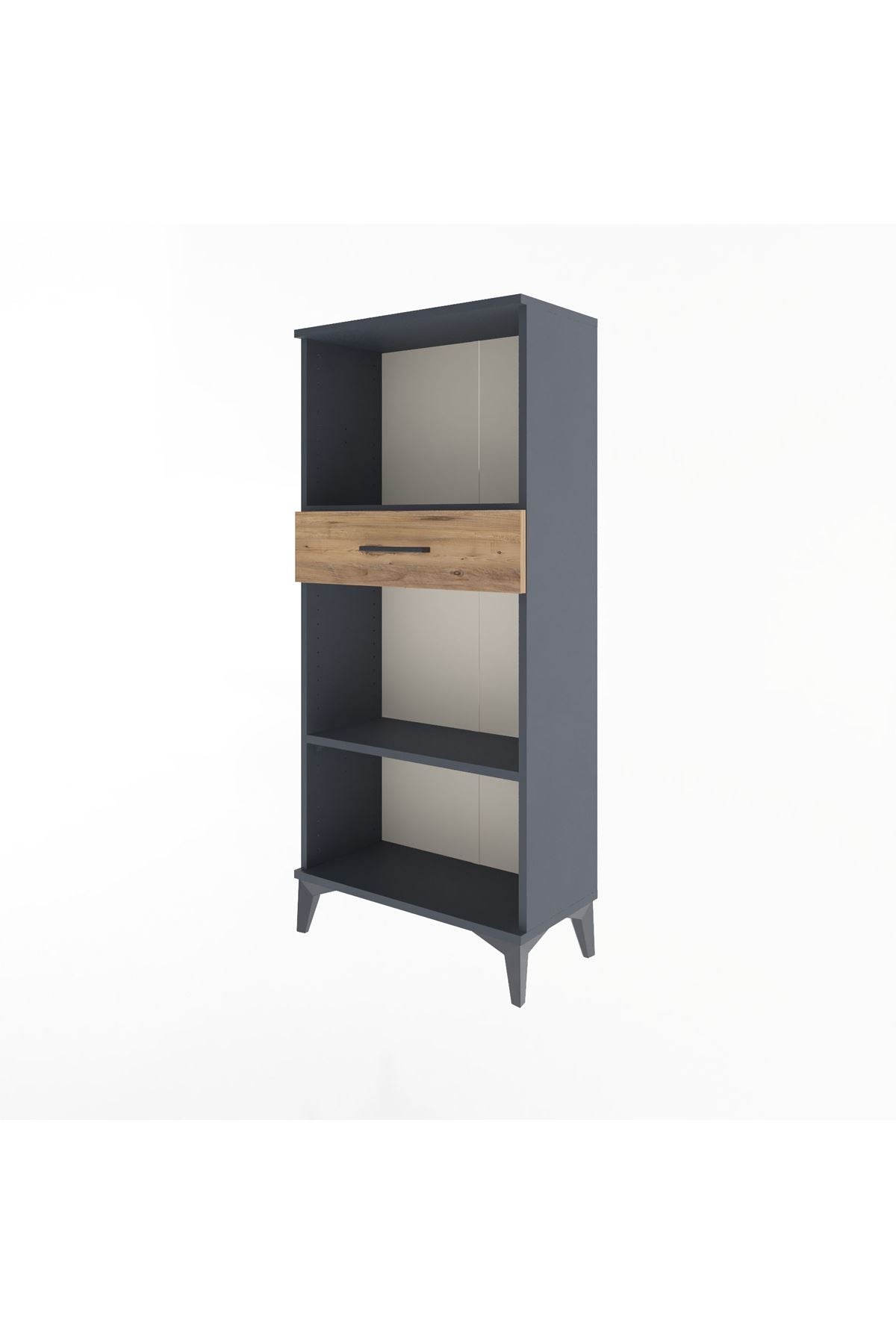 Arges Dolap 2 Raflı Tek Çekmeceli 60x30x134 Antrasit-Çam