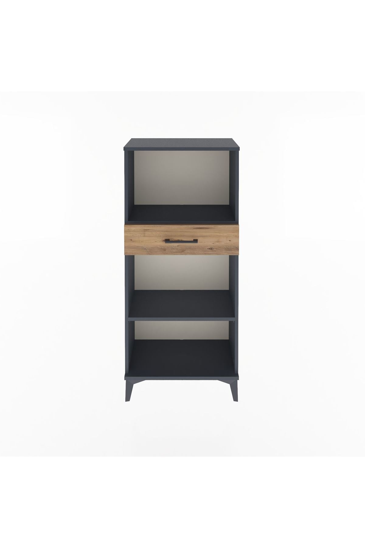 Arges Dolap 2 Raflı Tek Çekmeceli 60x30x134 Antrasit-Çam