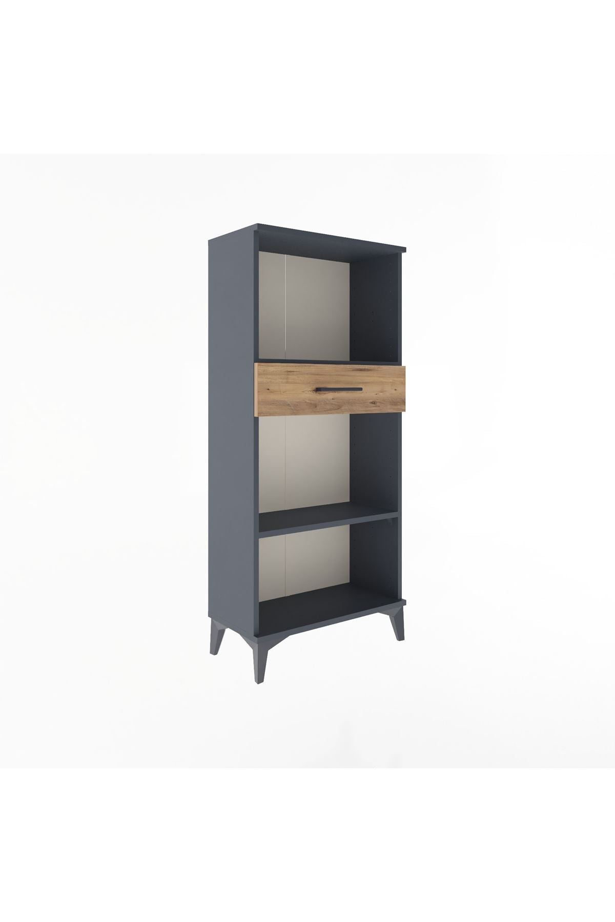 Arges Dolap 2 Raflı Tek Çekmeceli 60x30x134 Antrasit-Çam