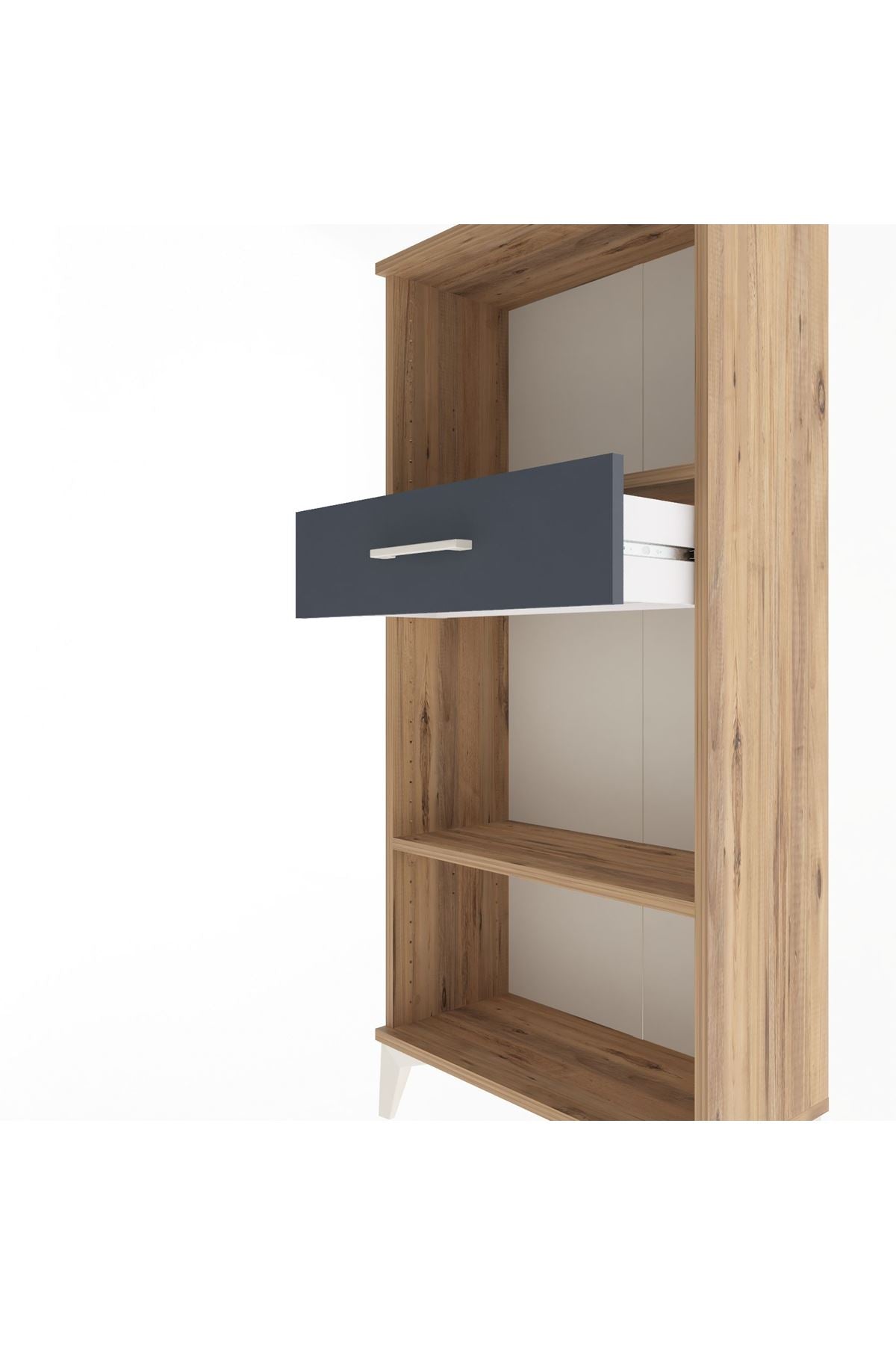 Arges Dolap 2 Raflı Tek Çekmeceli 60x30x134 Çam-Antrasit