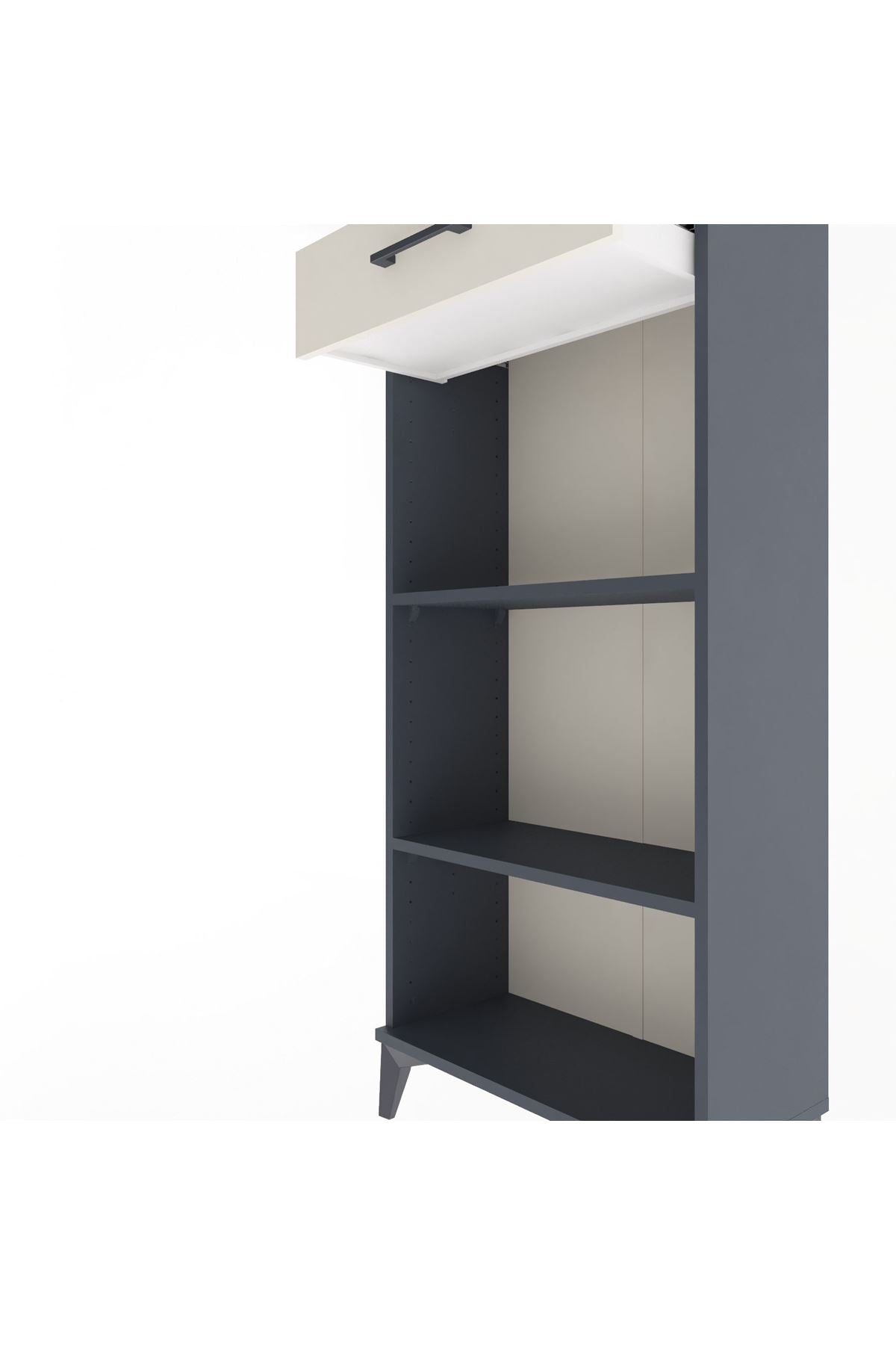 Arges Dolap 2 Raflı Tek Çekmeceli 60x30x134 Antrasit-Aytaşı