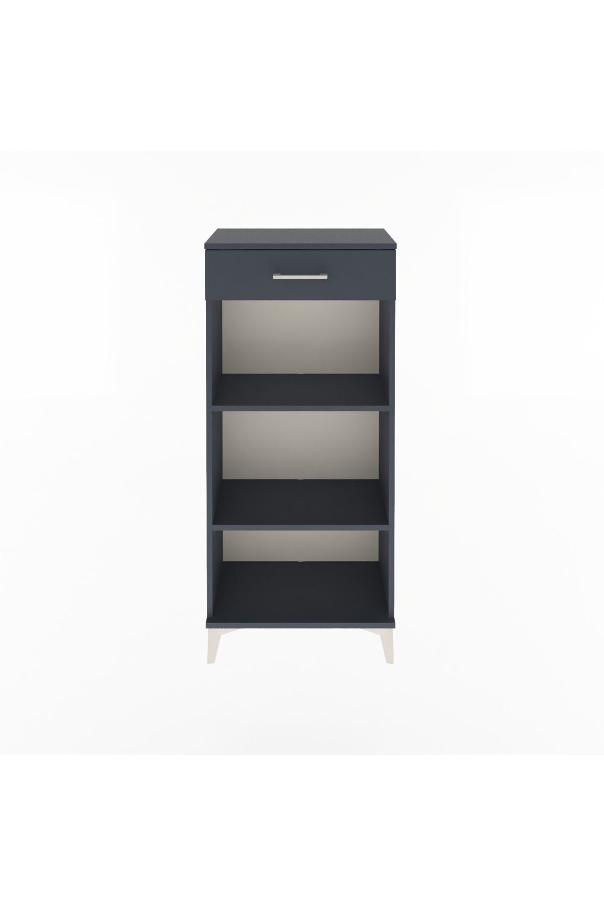 Arges Dolap 2 Raflı Tek Çekmeceli 60x30x134 Antrasit-Antrasit