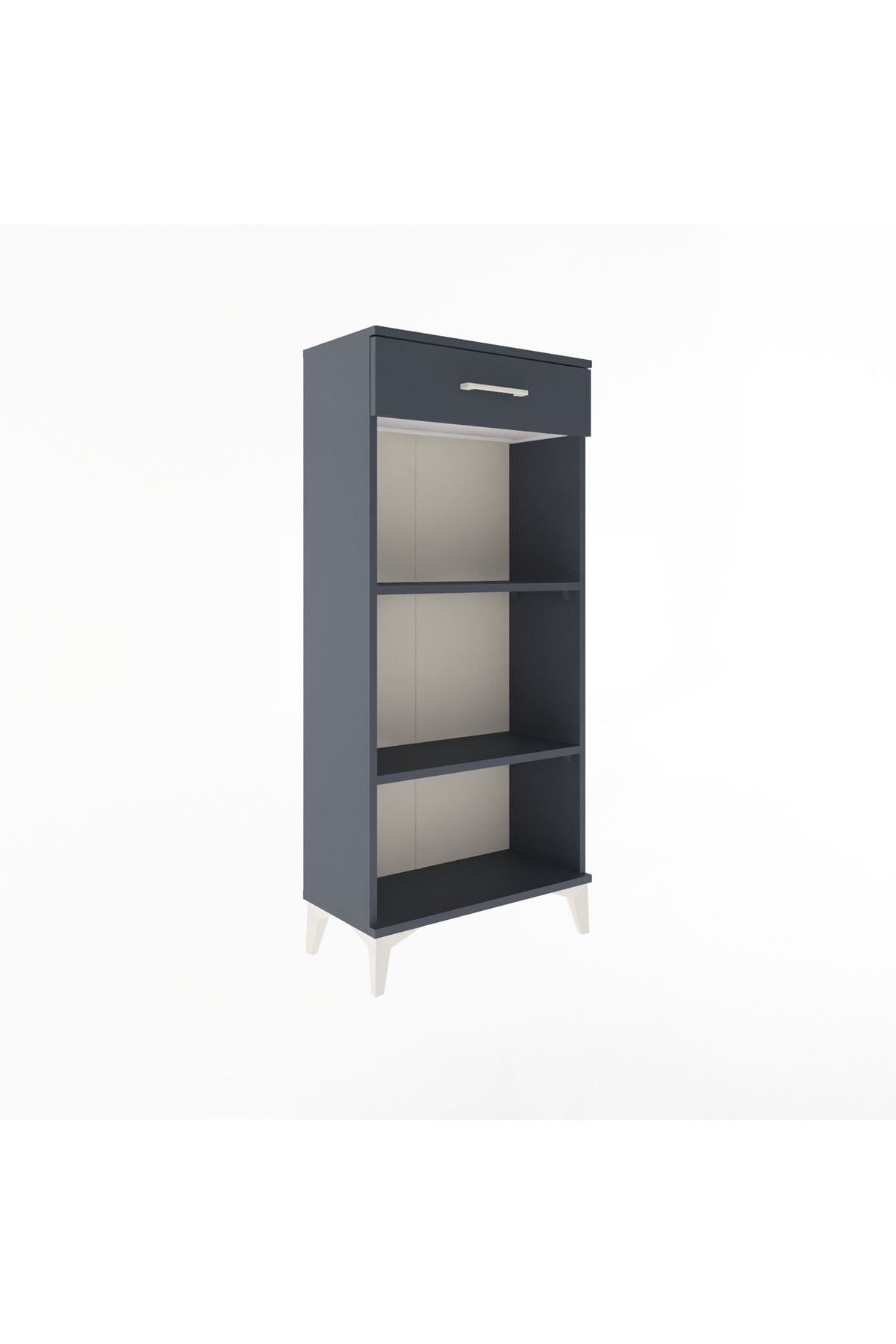 Arges Dolap 2 Raflı Tek Çekmeceli 60x30x134 Antrasit-Antrasit