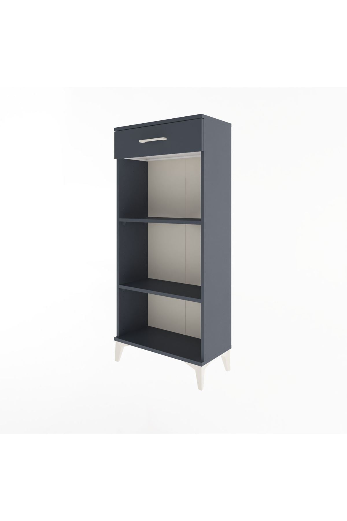 Arges Dolap 2 Raflı Tek Çekmeceli 60x30x134 Antrasit-Antrasit