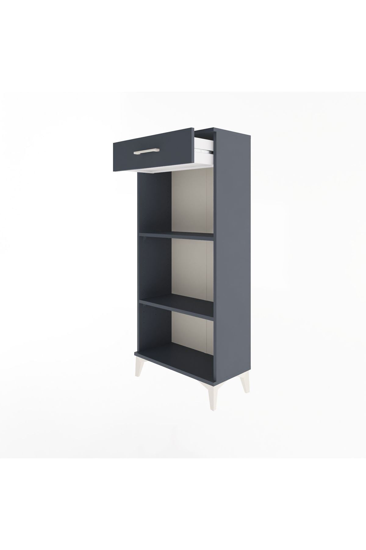 Arges Dolap 2 Raflı Tek Çekmeceli 60x30x134 Antrasit-Antrasit