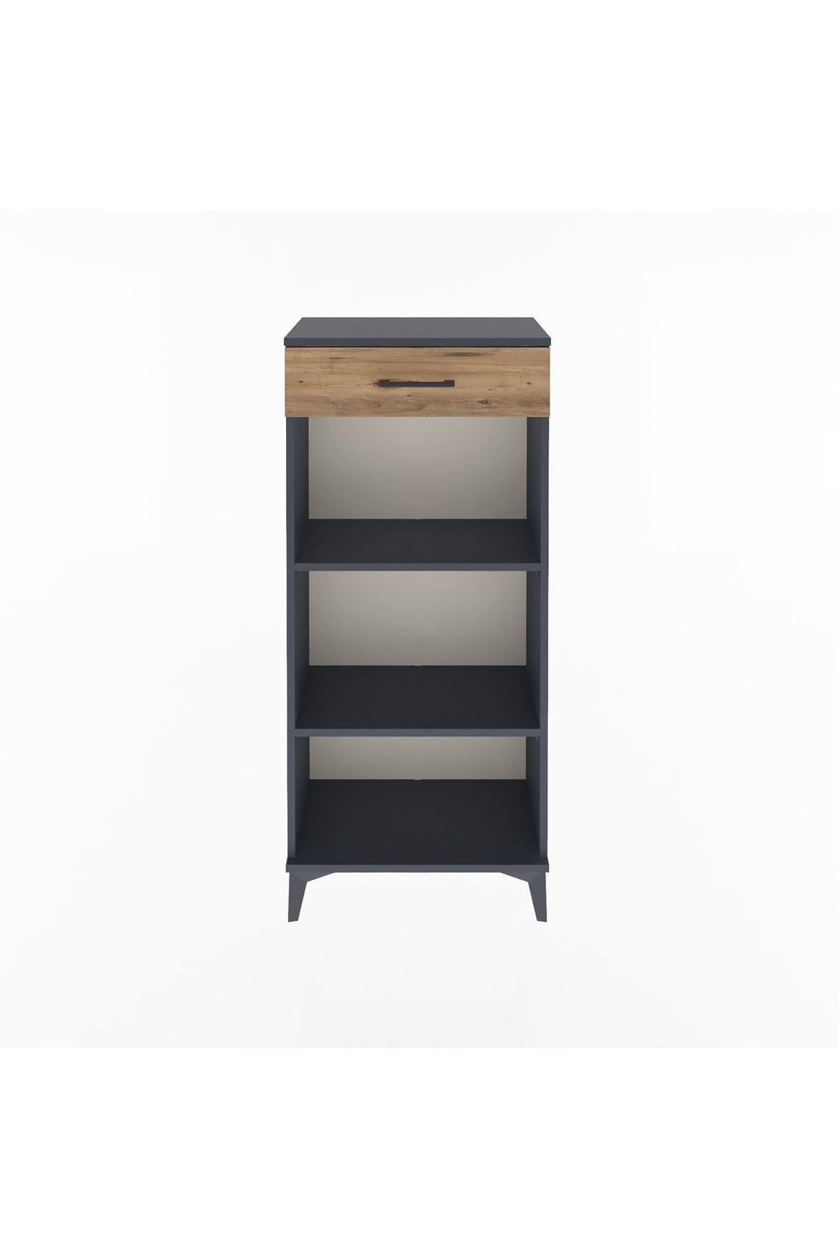 Arges Dolap 2 Raflı Tek Çekmeceli 60x30x134 Antrasit-Çam