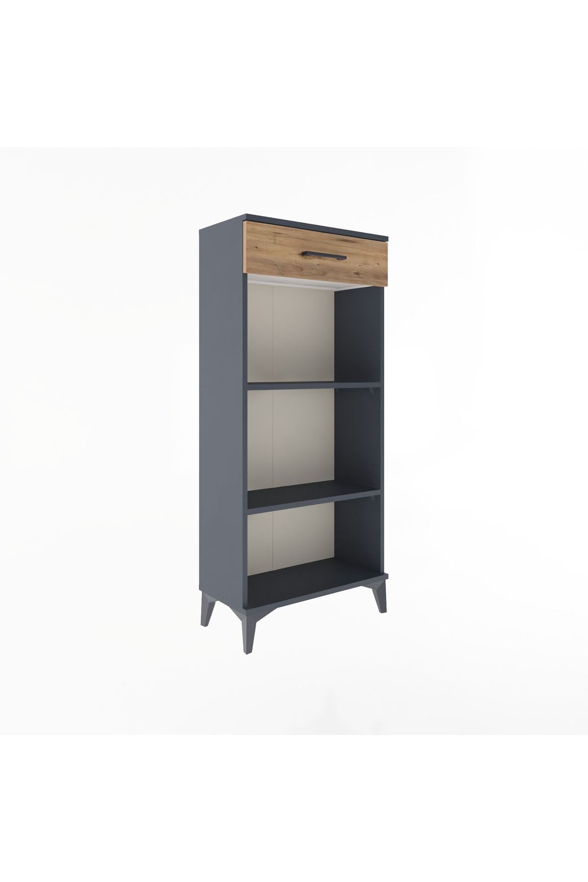 Arges Dolap 2 Raflı Tek Çekmeceli 60x30x134 Antrasit-Çam