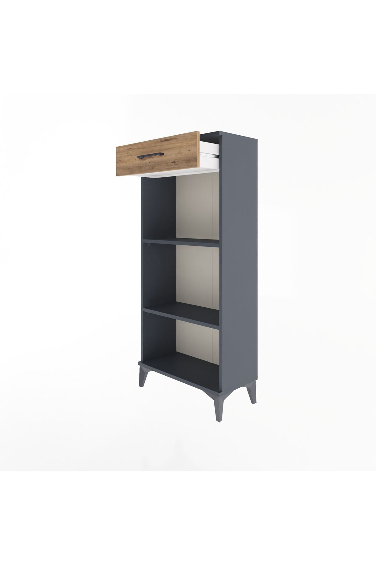 Arges Dolap 2 Raflı Tek Çekmeceli 60x30x134 Antrasit-Çam