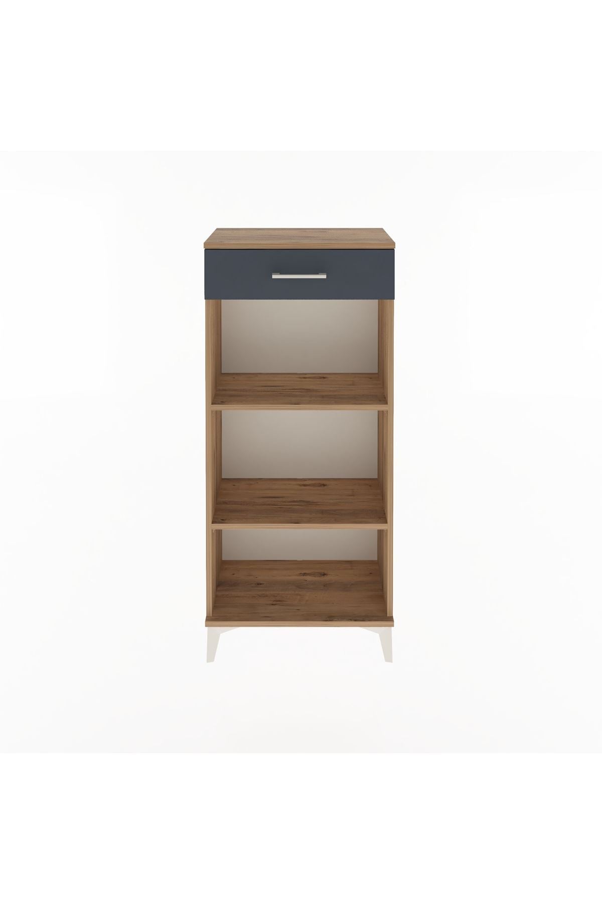 Arges Dolap 2 Raflı Tek Çekmeceli 60x30x134 Çam-Antrasit