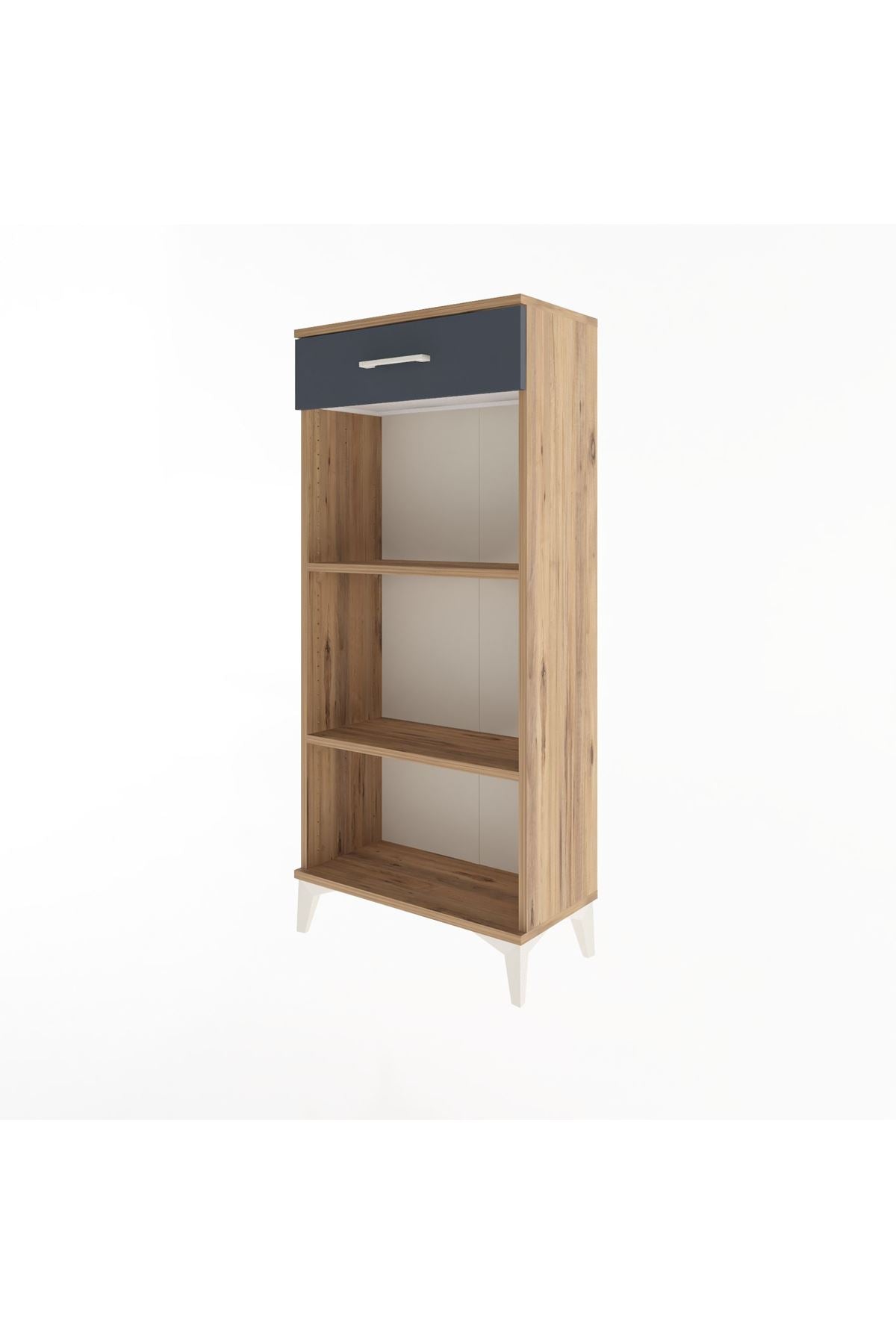 Arges Dolap 2 Raflı Tek Çekmeceli 60x30x134 Çam-Antrasit