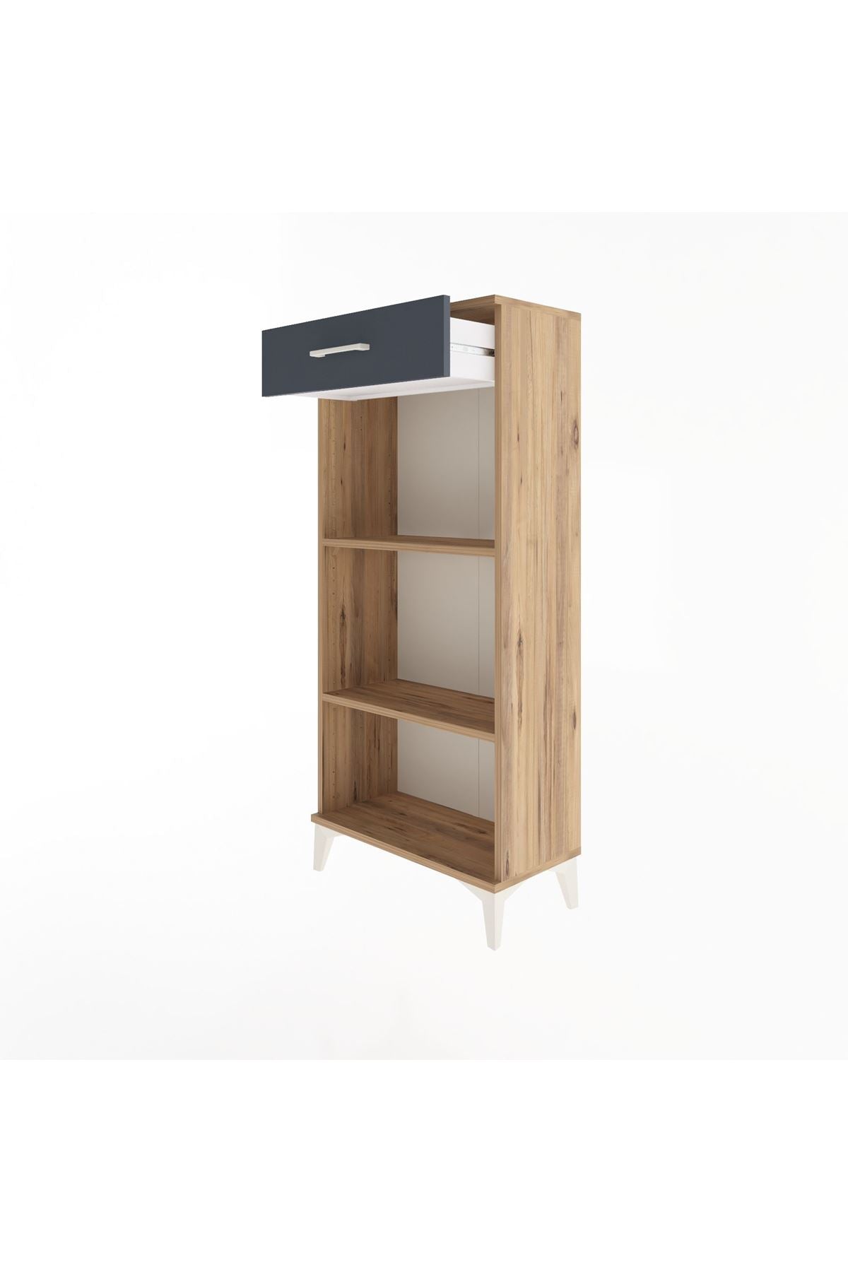 Arges Dolap 2 Raflı Tek Çekmeceli 60x30x134 Çam-Antrasit