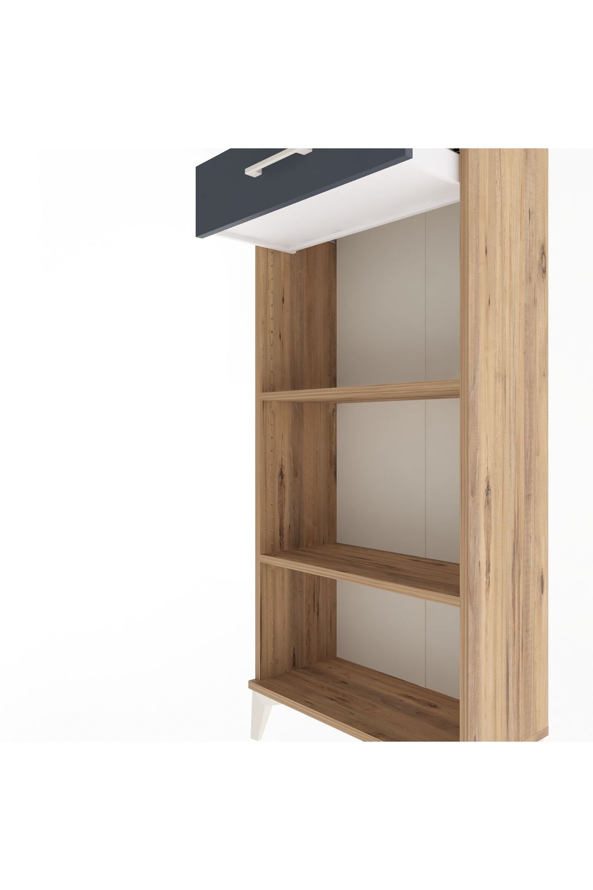 Arges Dolap 2 Raflı Tek Çekmeceli 60x30x134 Çam-Antrasit