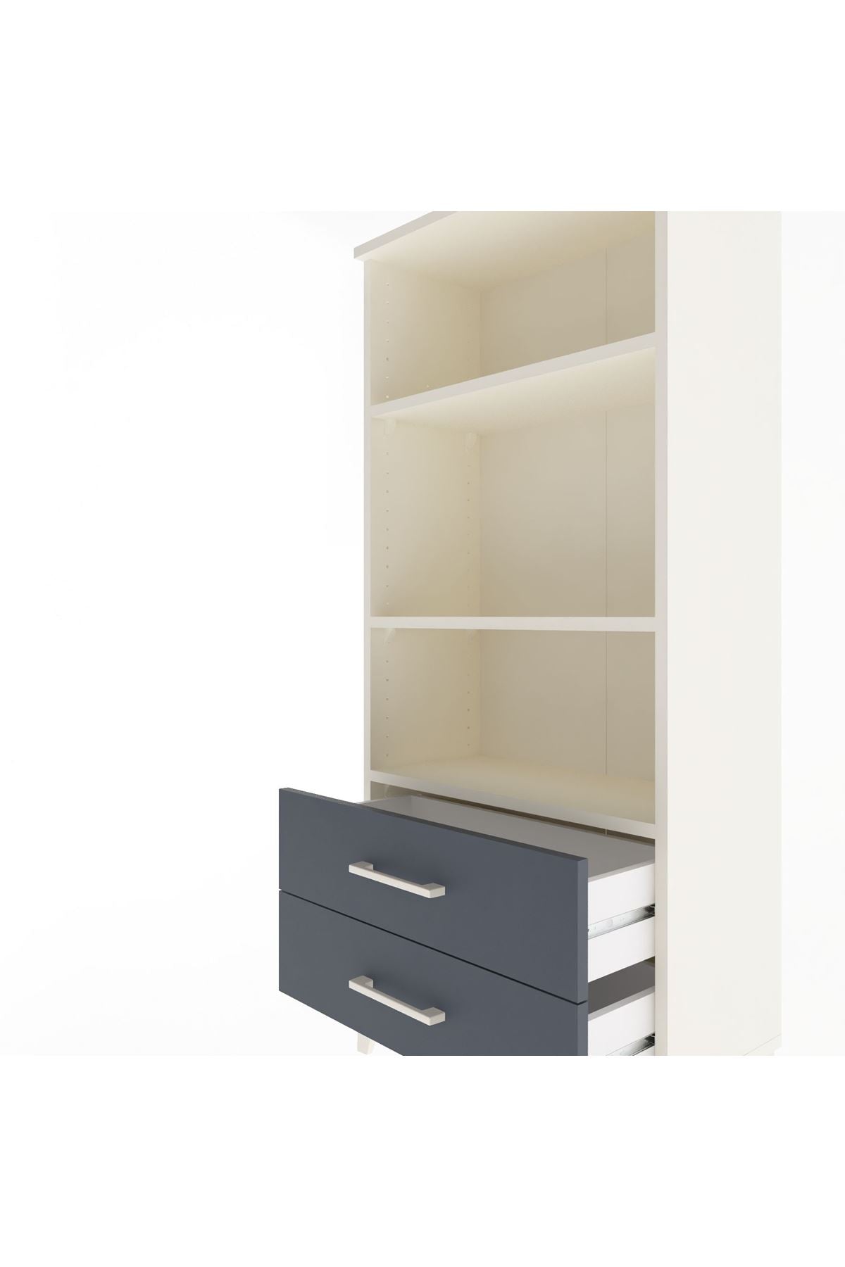 Arges Dolap 3 Raflı 2 Çekmeceli 60x30x134 Aytaşı-Antrasit