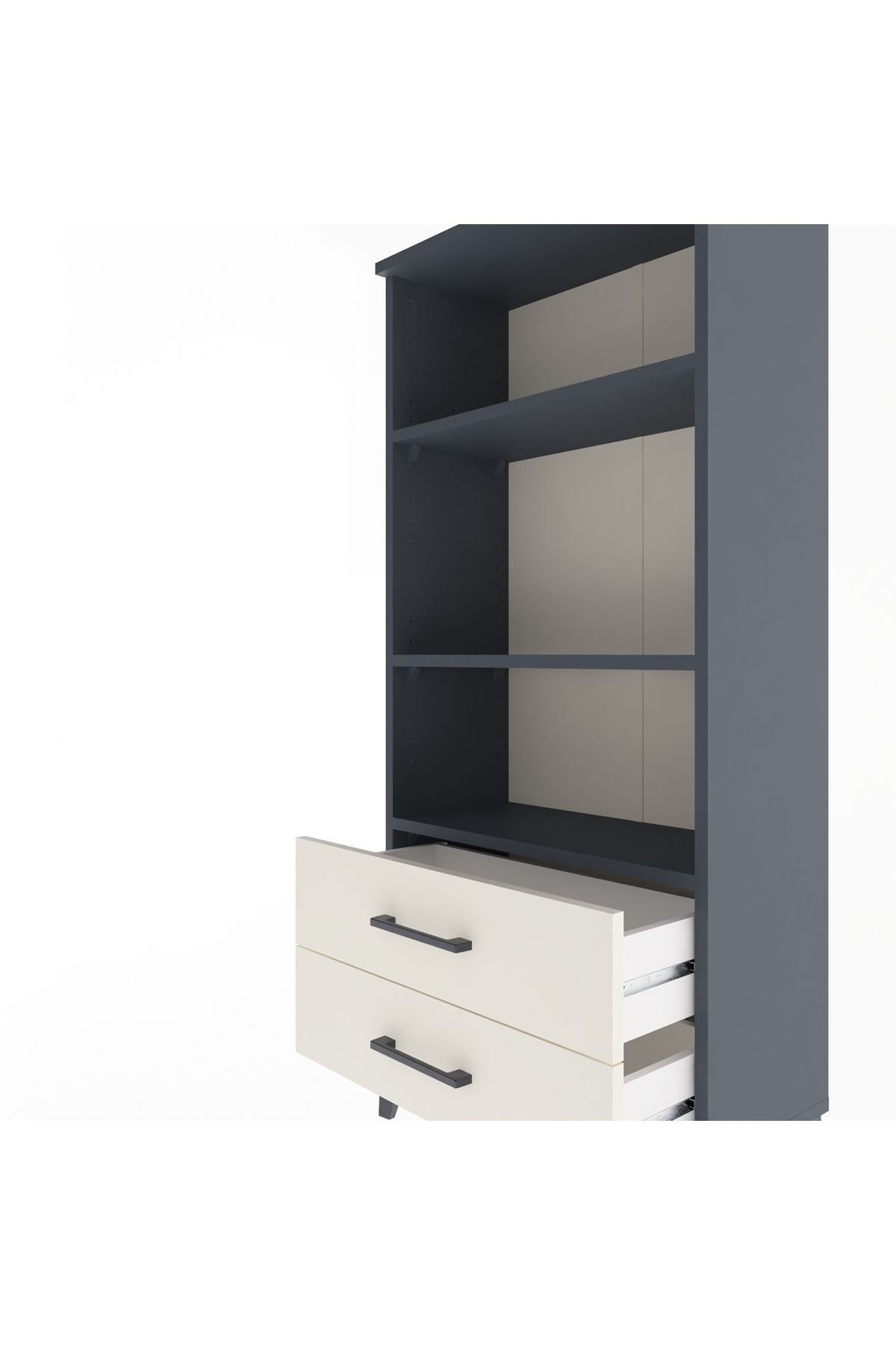 Arges Dolap 3 Raflı 2 Çekmeceli 60x30x134 Antrasit-Aytaşı